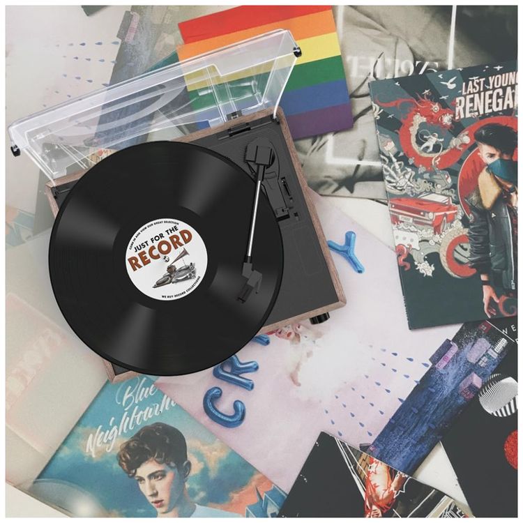 Toca-discos-de-Vinil-Vintage-com-Alto-falantes---Retro-Imagem-1
