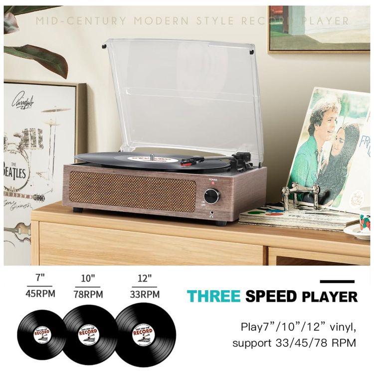 Toca-discos-de-Vinil-Vintage-com-Alto-falantes---Retro-Imagem-2