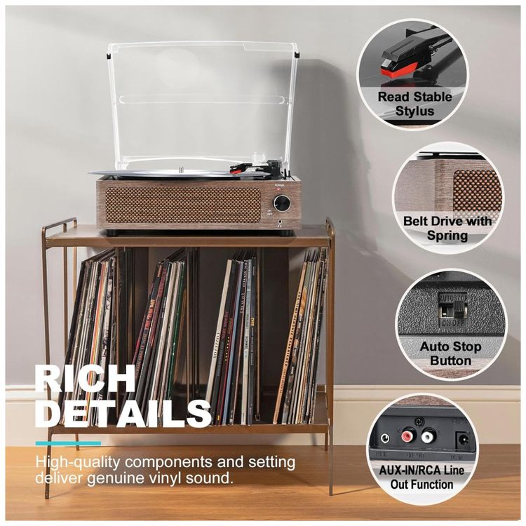 Toca-discos-de-Vinil-Vintage-com-Alto-falantes---Retro-Imagem-3
