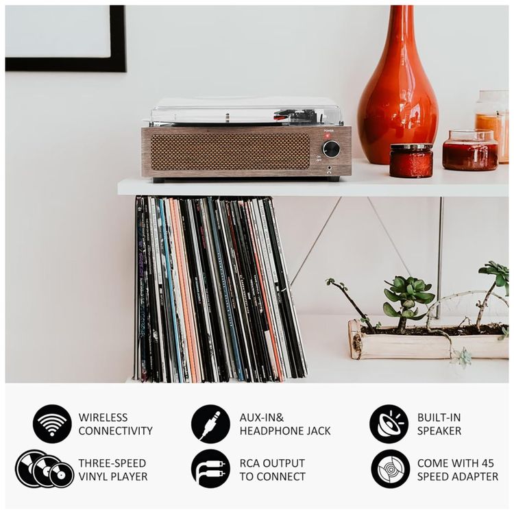 Toca-discos-de-Vinil-Vintage-com-Alto-falantes---Retro-Imagem-4