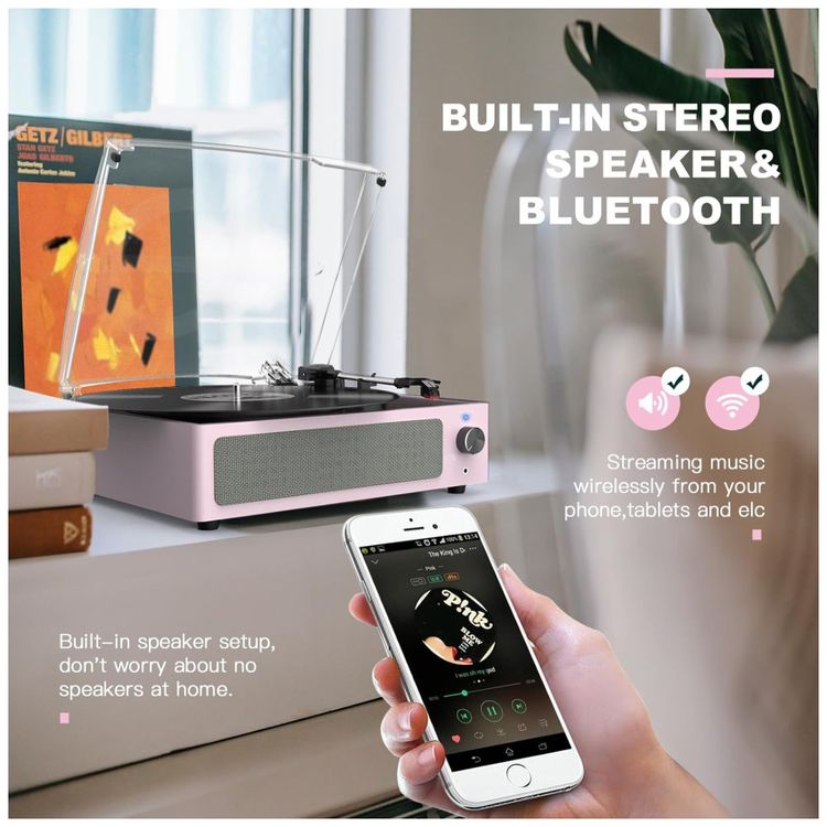 Toca-discos-para-Vinil-com-Alto-falantes-Bluetooth-Design-Imagem-2