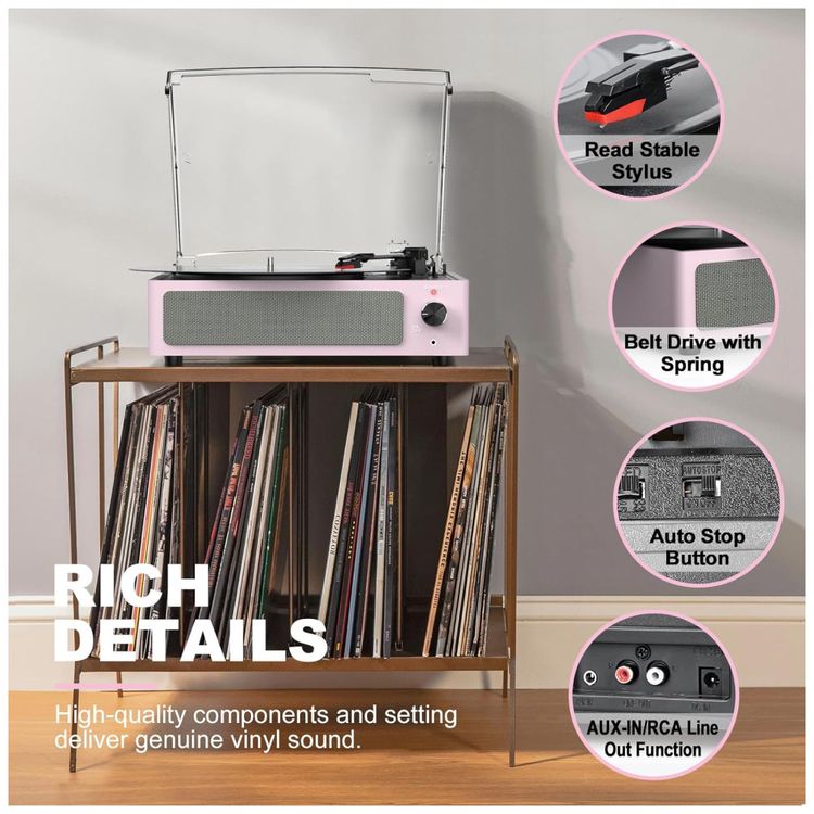 Toca-discos-para-Vinil-com-Alto-falantes-Bluetooth-Design-Imagem-3