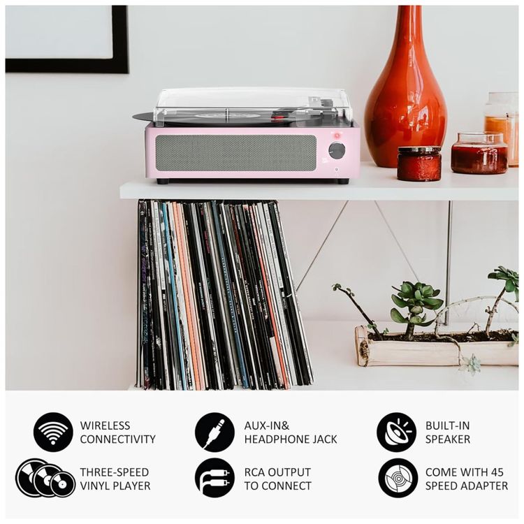 Toca-discos-para-Vinil-com-Alto-falantes-Bluetooth-Design-Imagem-5
