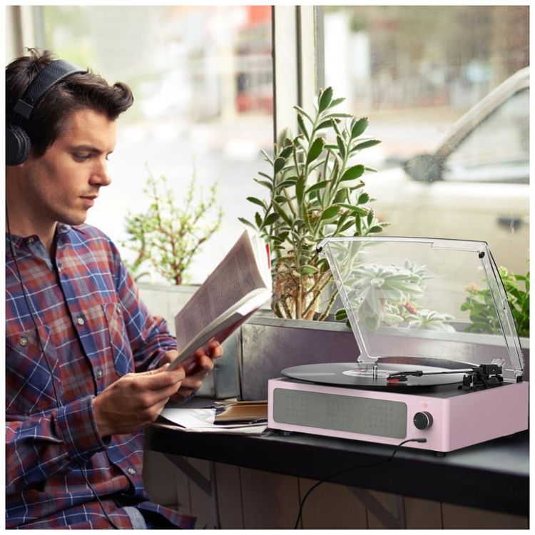 Toca-discos-para-Vinil-com-Alto-falantes-Bluetooth-Design-Imagem-7