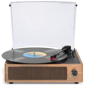 Toca-discos-Vintage-para-Vinil-com-Alto-falantes-e-Imagem-0