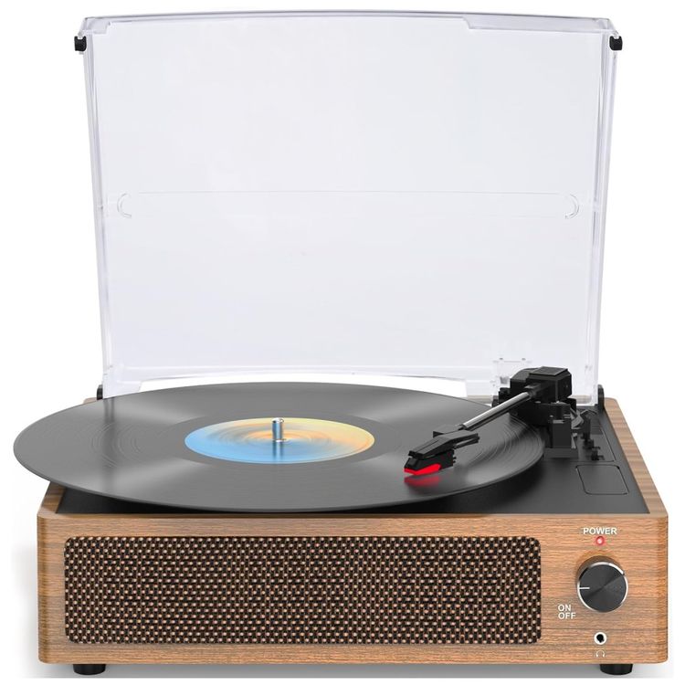 Toca-discos-Vintage-para-Vinil-com-Alto-falantes-e-Imagem-0