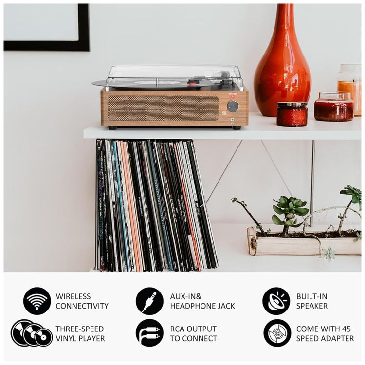 Toca-discos-Vintage-para-Vinil-com-Alto-falantes-e-Imagem-3
