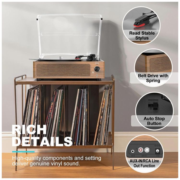 Toca-discos-Vintage-para-Vinil-com-Alto-falantes-e-Imagem-5
