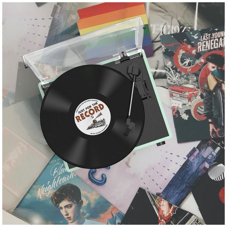 Toca-discos-para-vinil-com-alto-falantes-Bluetooth-e-design-Imagem-6