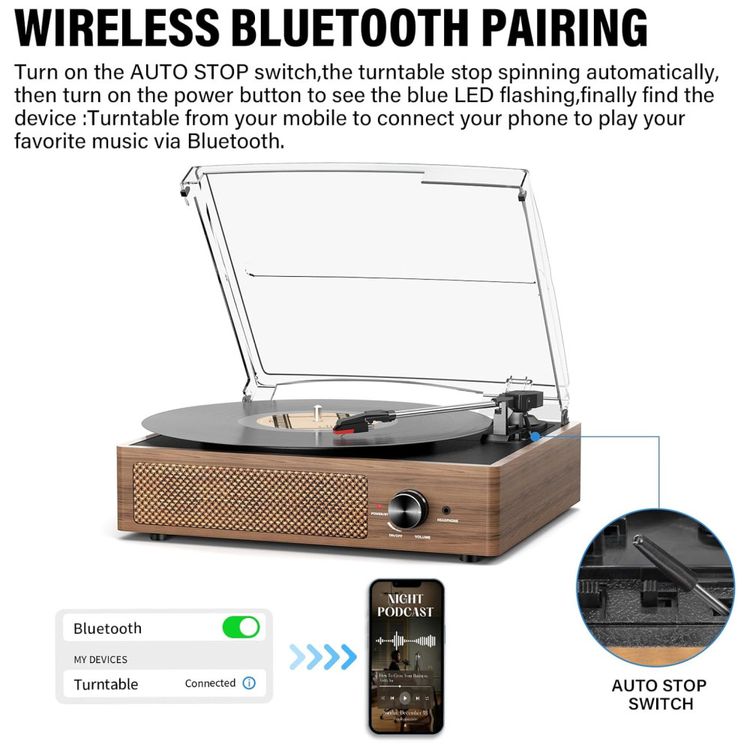 Toca-discos-de-Vinil-com-Bluetooth-2-Caixas-de-Som-3-Imagem-2