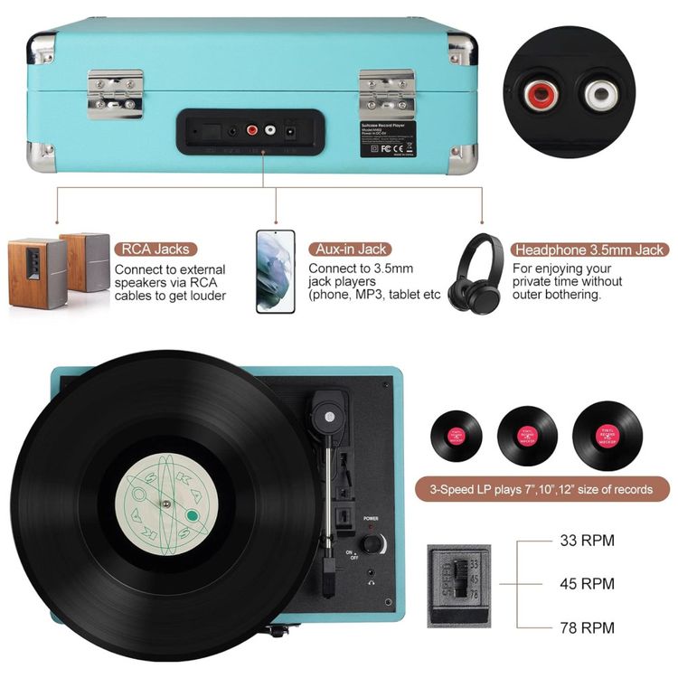 Toca-discos-retro-portatil-3-velocidades-alto-falantes-Imagem-4