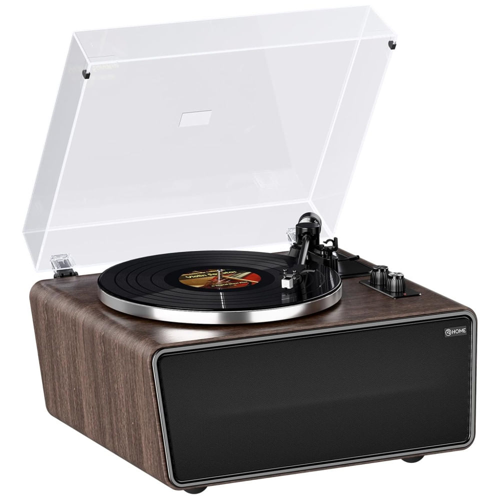 Toca-discos de vinil All in One XJ-HOME, Bluetooth integrado, 4 alto-falantes estéreo, Pré-amplificador Phono, Alta Fidelidade