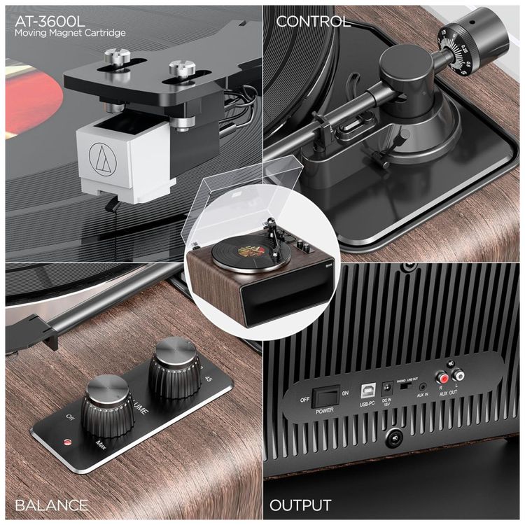 Toca-discos-de-vinil-All-in-One-XJ-HOME-Bluetooth-Imagem-2