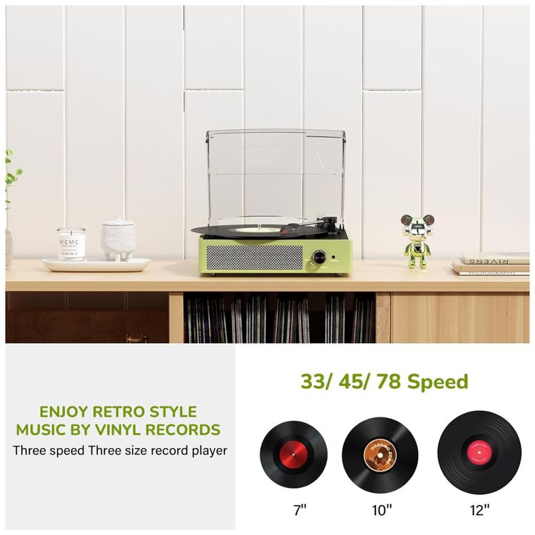 Toca-Discos-de-Vinil-com-2-Caixas-de-Som-Estilo-Vintage-Imagem-3