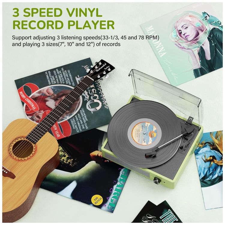 Toca-Discos-de-Vinil-com-2-Caixas-de-Som-Estilo-Vintage-Imagem-4