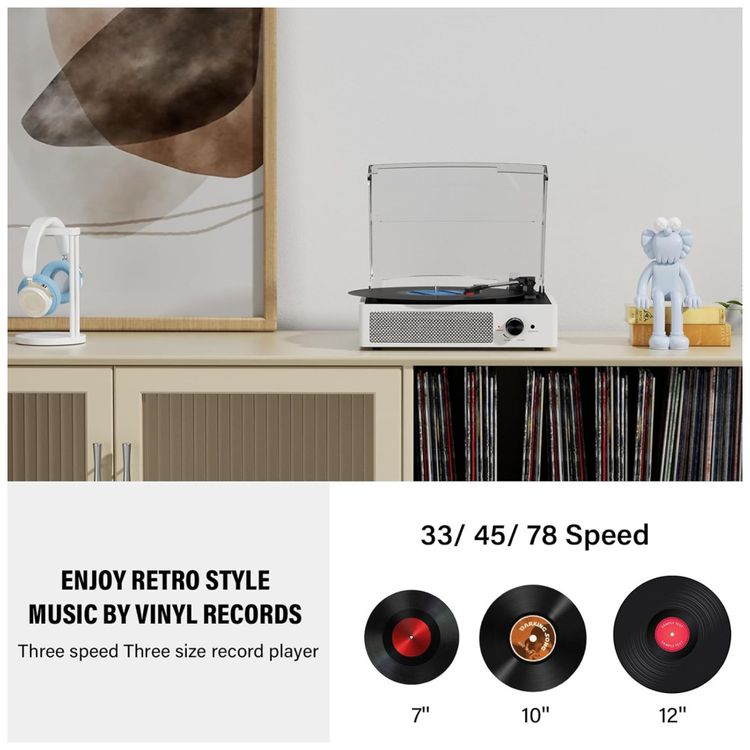 Toca-discos-de-Vinil-com-2-Alto-falantes-Estereo-Imagem-3