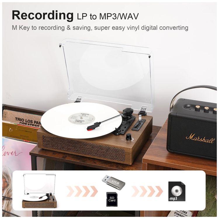 Toca-Discos-de-Vinil-3-Velocidades-com-Alto-Falantes-Imagem-2