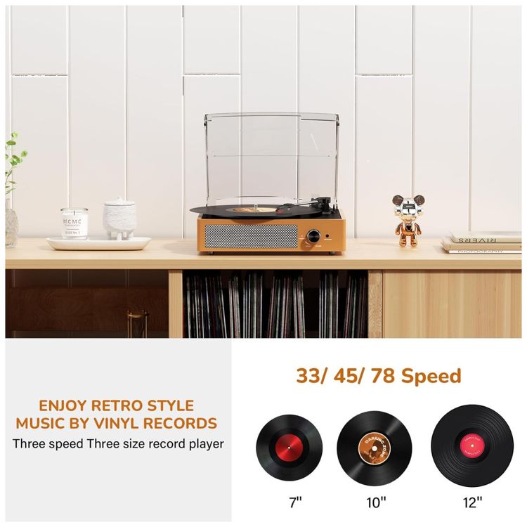 Toca-discos-de-Vinil-Retro-com-2-Caixas-de-Som-Conexao-sem-Imagem-3