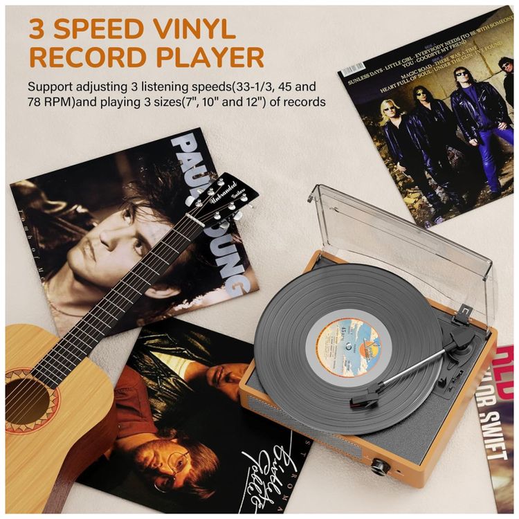 Toca-discos-de-Vinil-Retro-com-2-Caixas-de-Som-Conexao-sem-Imagem-4