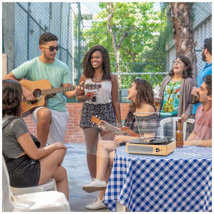 Toca-discos-de-Vinil-Retro-com-2-Caixas-de-Som-Conexao-sem-Imagem-6