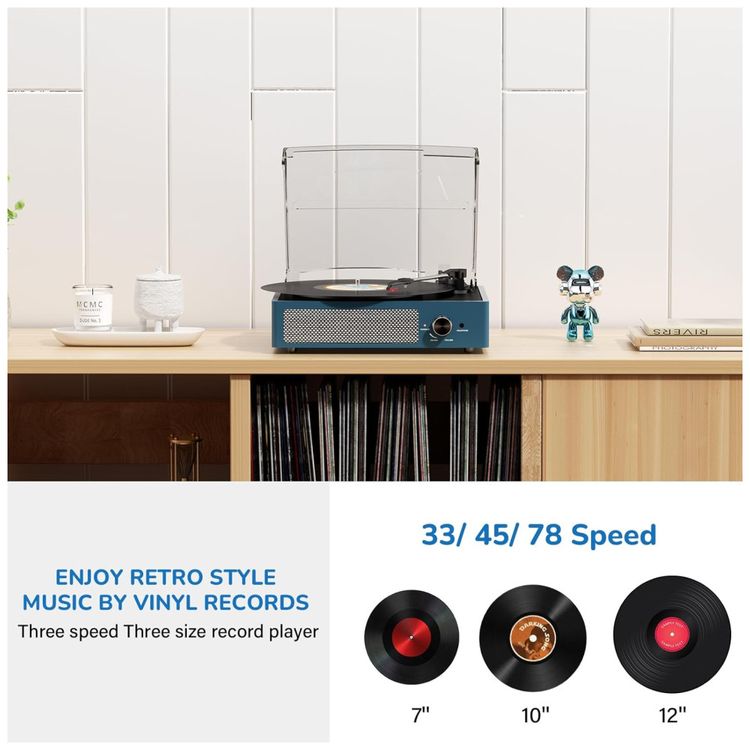 Toca-discos-de-Vinil-com-2-Alto-Falantes-Estereo-Imagem-3