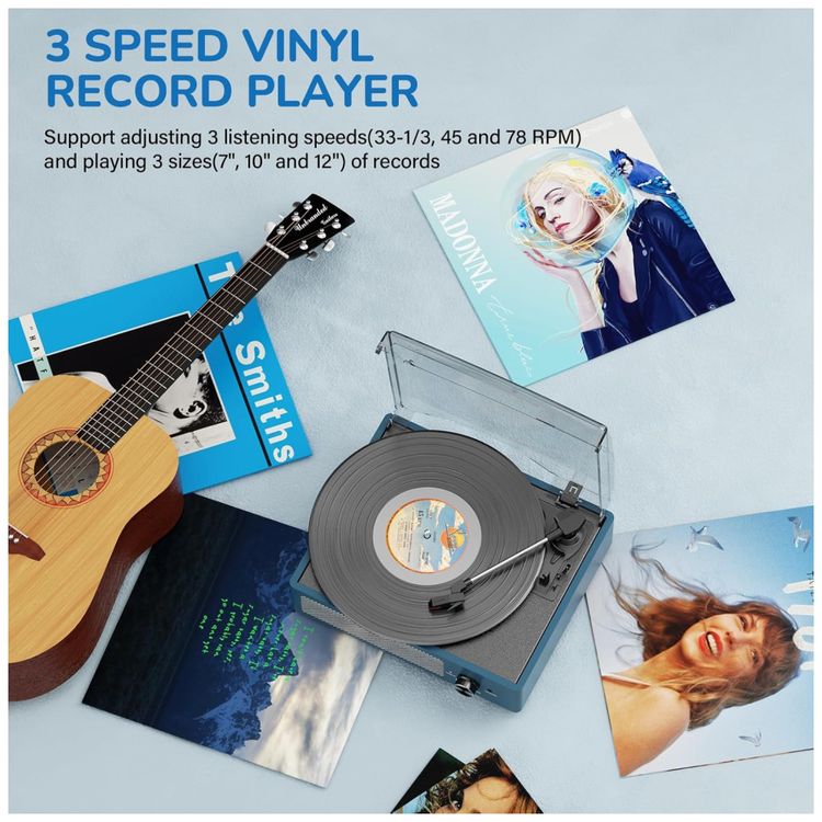 Toca-discos-de-Vinil-com-2-Alto-Falantes-Estereo-Imagem-4