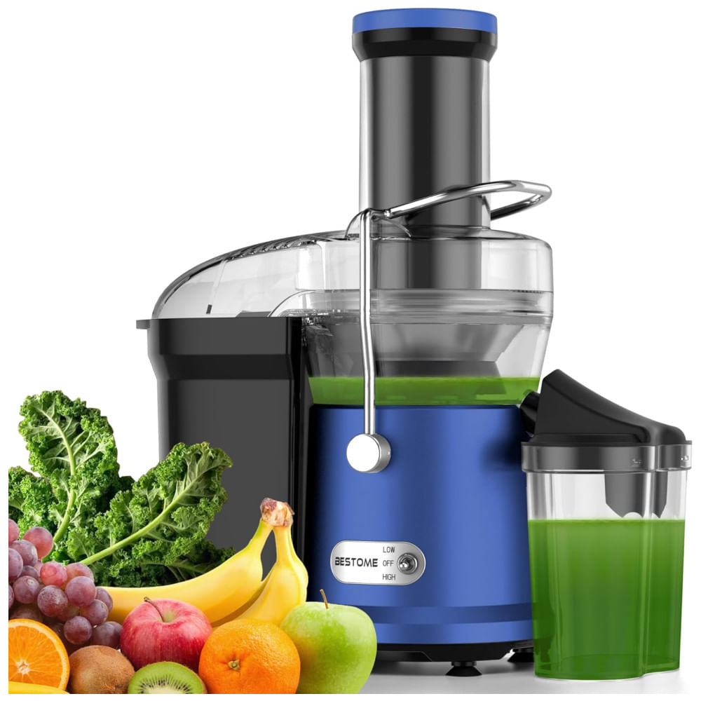 Espremedor de Frutas Bestome, 1200W com Abertura de 7,6cm para Frutas Inteiras, Centrífuga Dupla Velocidade, Motor de Cobre, Eficiente e Potente