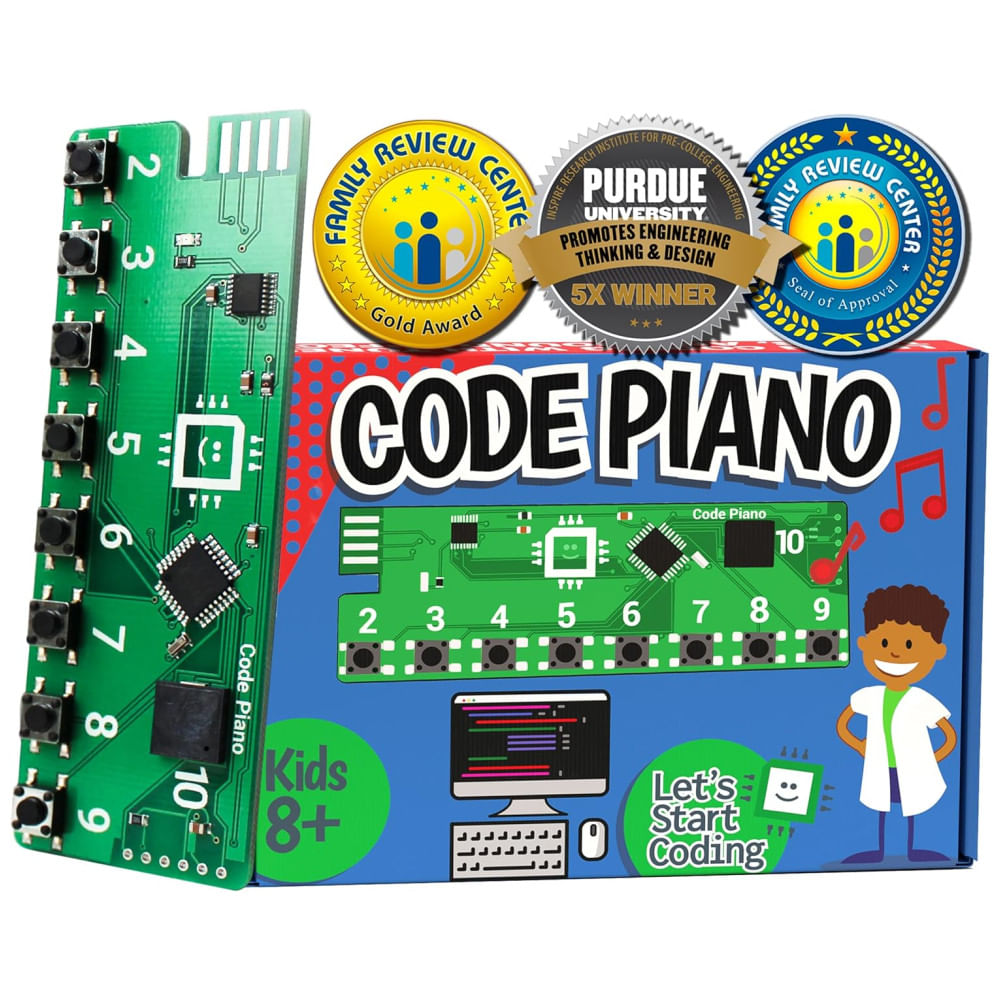Piano Codificador: Brinquedo STEM para Crianças e Adolescentes. Aprenda Programação em C com 40 Projetos Online e Músicas em MIDI.Lets Start Coding