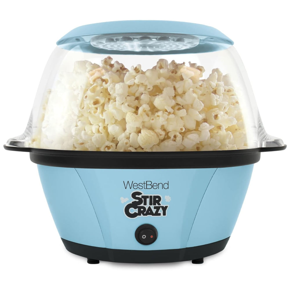 Pipoqueira Elétrica West Bend Stir Crazy Hot Oil, Máquina de Fazer Pipoca com Tigela Grande para Servir e Haste de Mistura, Ideal para Noite de Cinema
