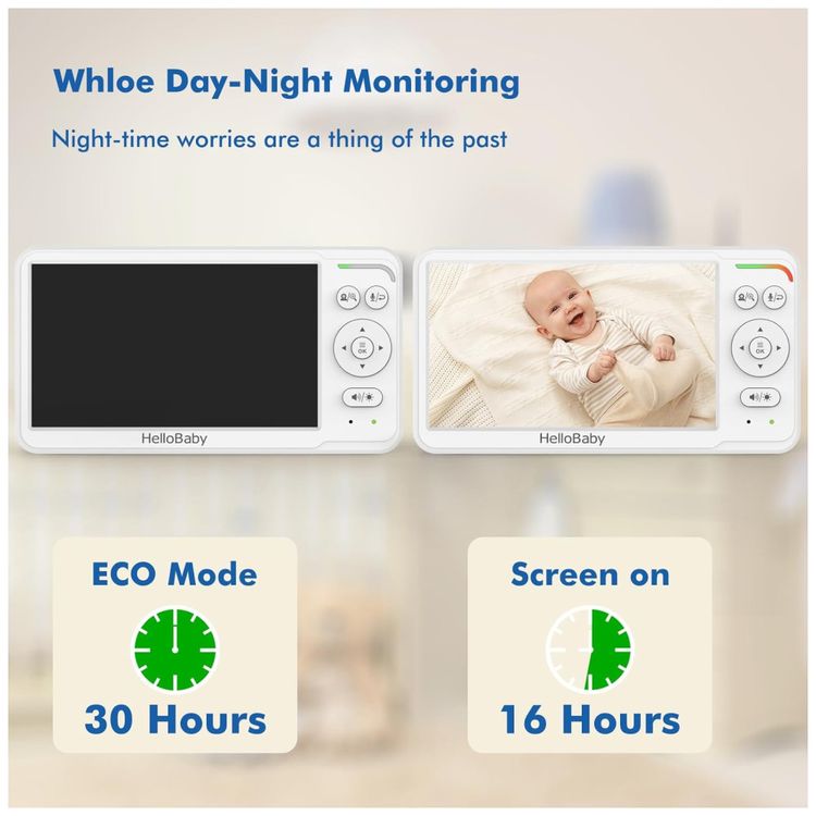 Monitor-de-Bebe-HelloBaby-com-Tela-IPS---Visao-Noturna-Imagem-3