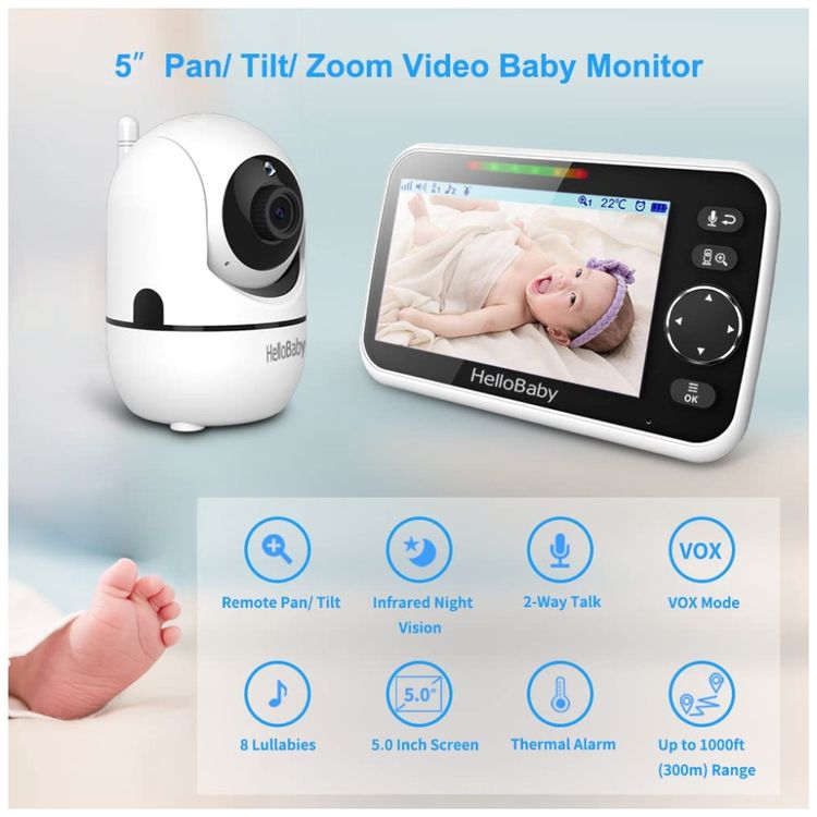 Monitor-de-Bebe-HelloBaby-HB6550-com-4-Cameras---Sem-WiFi-Imagem-1