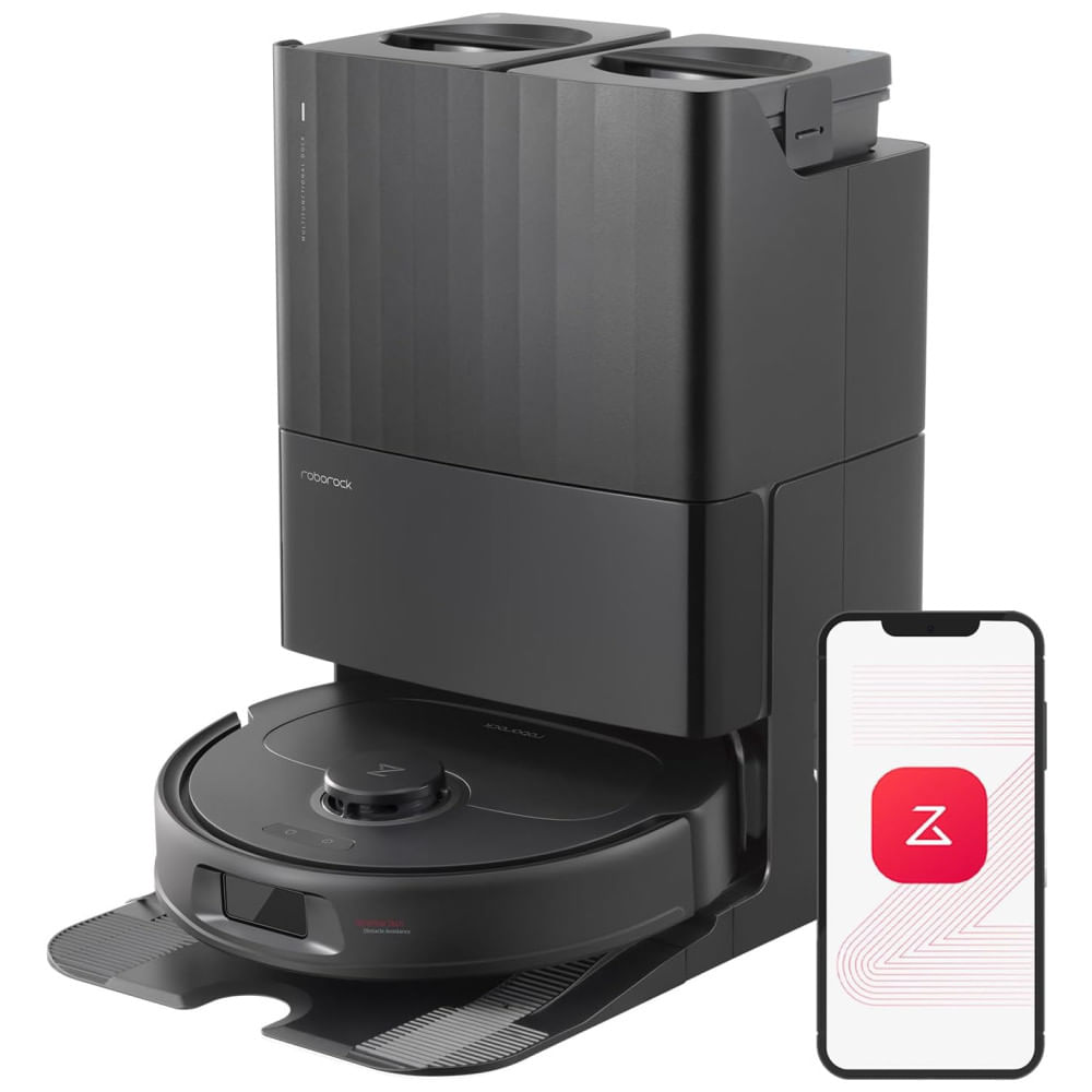 Aspirador Robô e Esfregão Roborock Qrevo Plus com Design FlexiArm, Auto Limpeza, Esfregão de Borda, Tecnologia de Evitação de Obstáculos, Sucção de