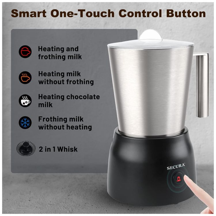 Espumador-de-Leite-e-Vaporizador-Secura-500ml-em-Inox-Imagem-2