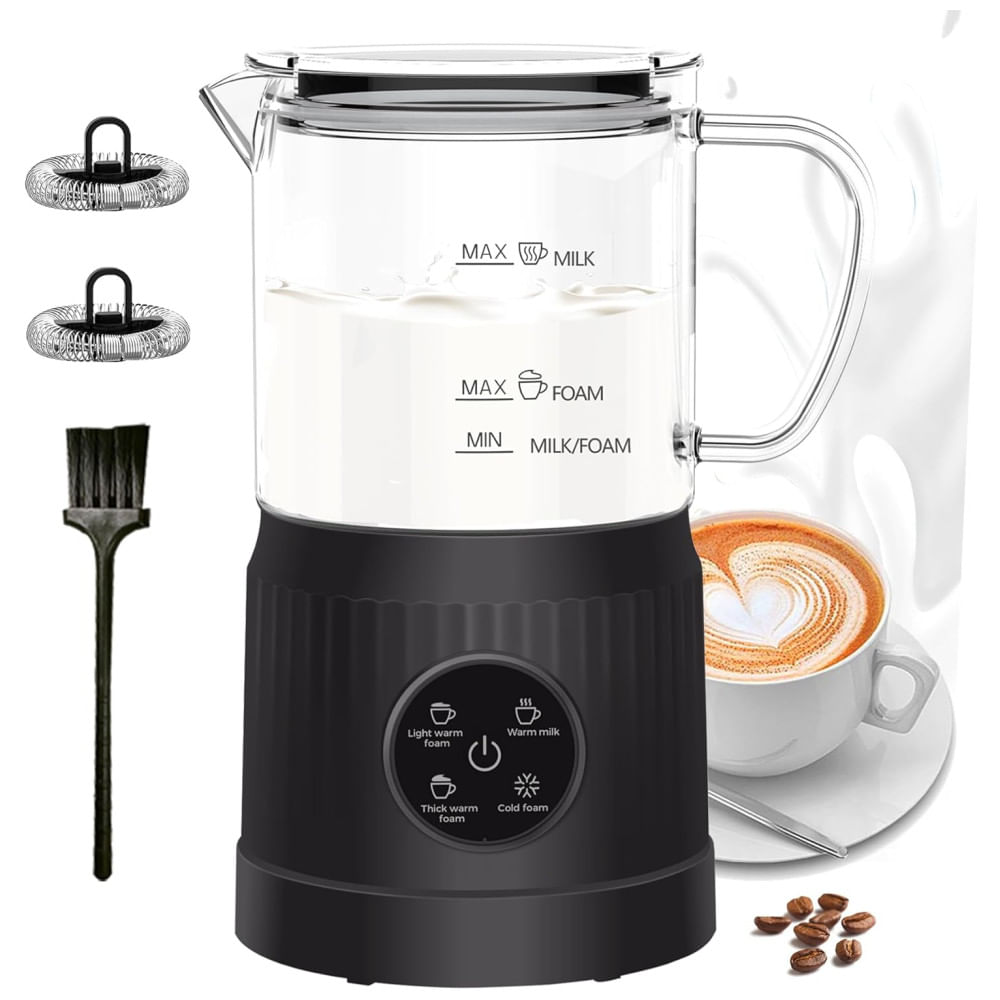 Espumador de Leite 4 em 1 Casimhu, com Aquecedor e Vaporizador de Leite, Tela de Toque LED, Revestimento Antiaderente, Aquecedor de Leite 400ml para