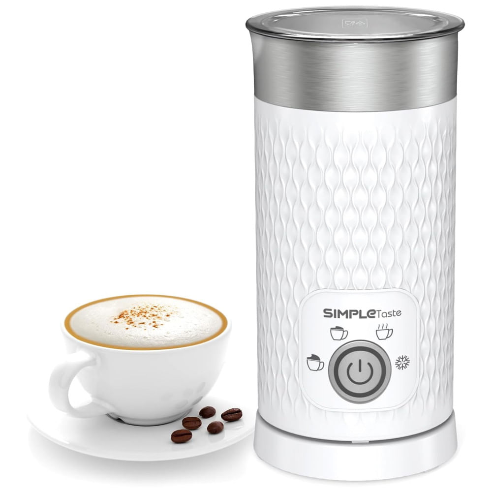 Espumador de Leite SIMPLETASTE, Vaporizador Elétrico 4 em 1, Aquecedor de Leite para Latte e Cappuccino, Automático para Leite Quente e Frio