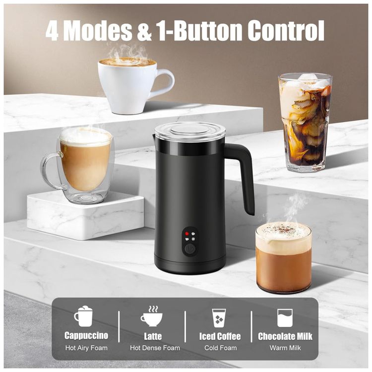 Espumador-de-Leite-4-em-1-e-Aquecedor-de-Leite-400ml-Preto-Imagem-1