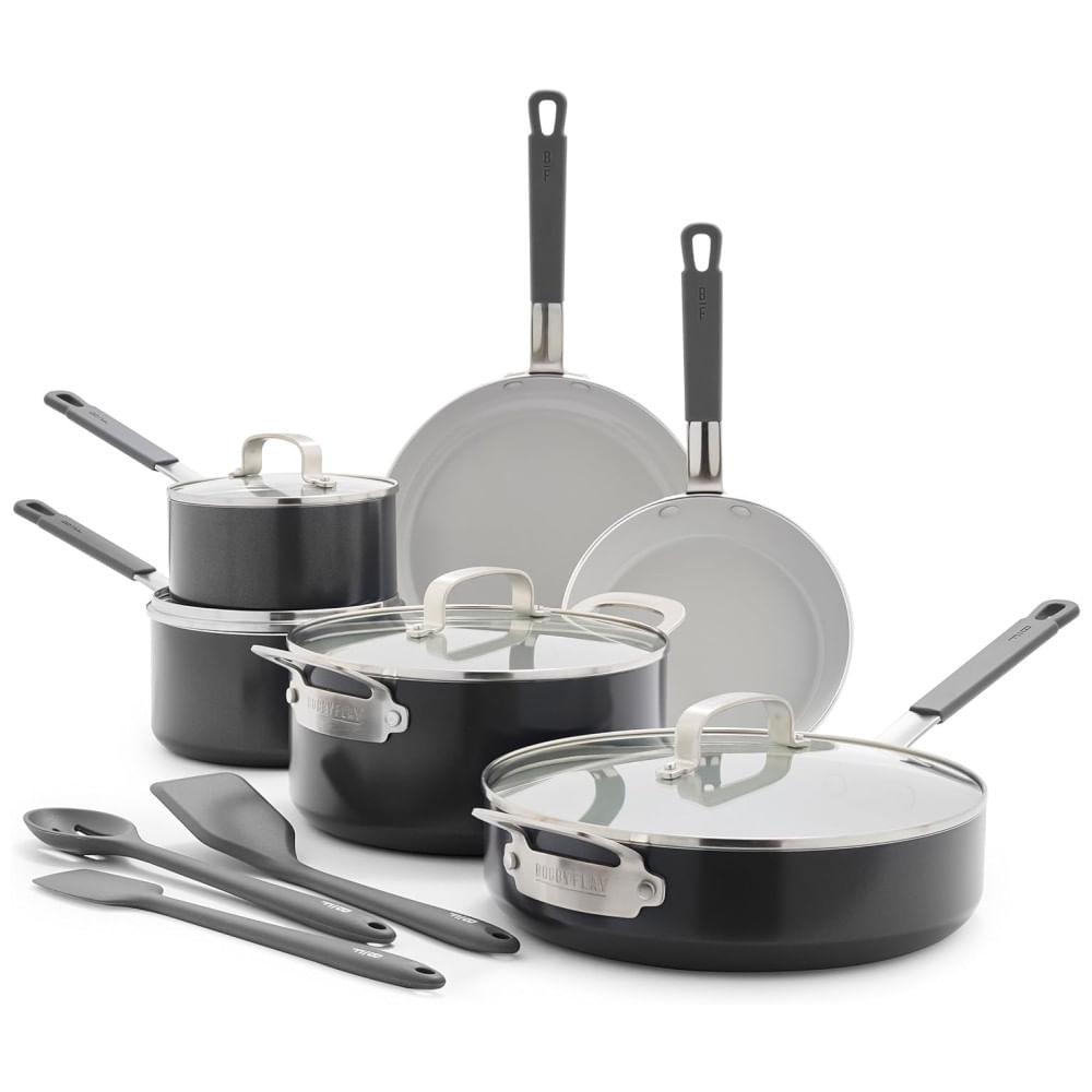 Jogo de Panelas e Frigideiras GreenPan x Bobby Flay, 13 Peças, Alumínio Premium, Antiaderente Cerâmico, Indução, Cabos Ergonômicos