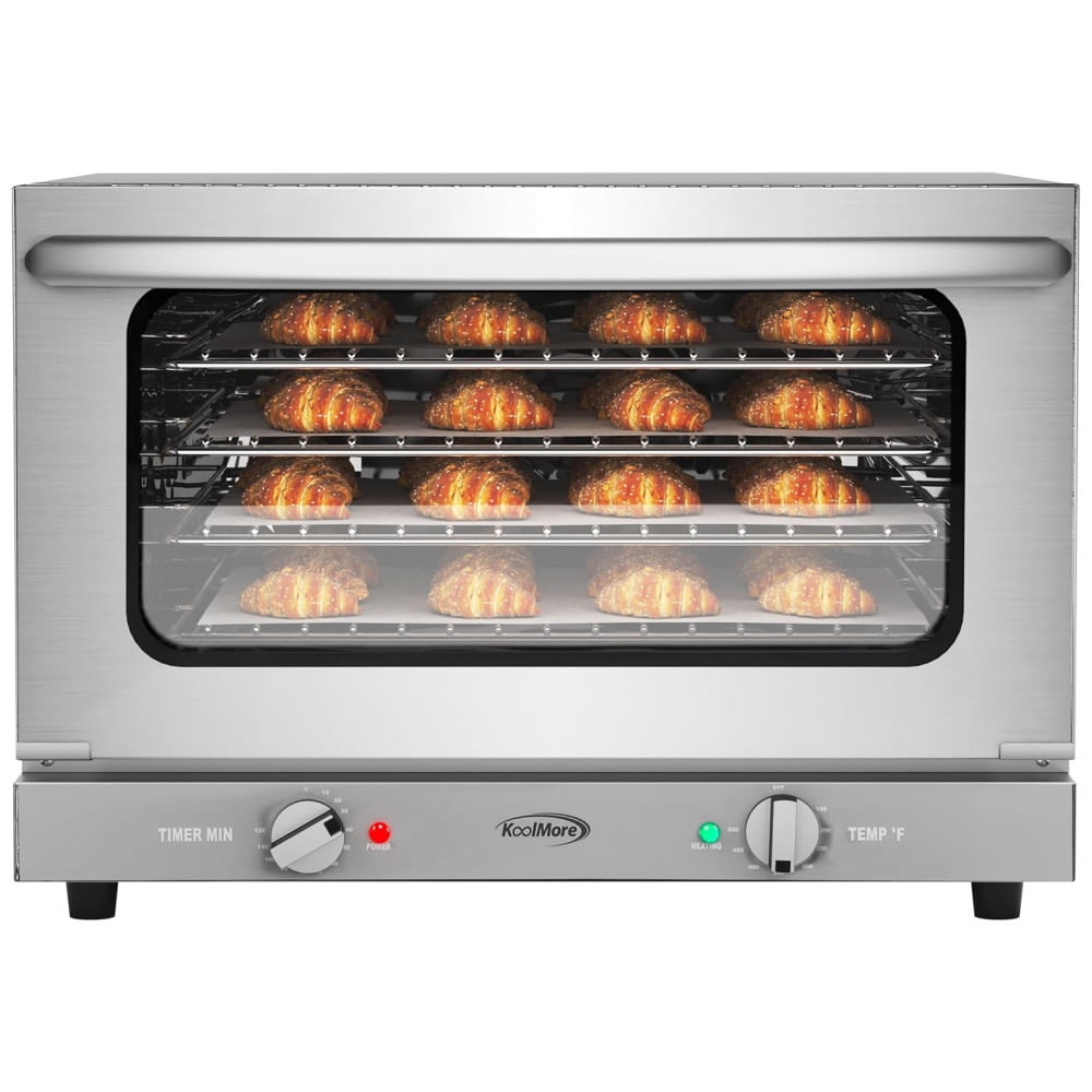 Forno de Convecção Comercial KoolMore para Bancada com 4 Prateleiras e 1600W de Potência em Aço Inoxidável