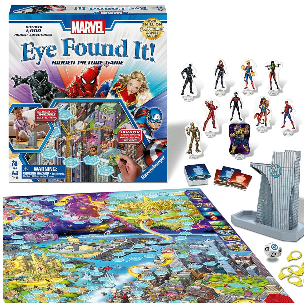Ravensburger Marvel Eye Found It! Jogo de Tabuleiro com Quebra-Cabeças - Divertido para Crianças e Adultos, com Heróis da Marvel - Estimulante!