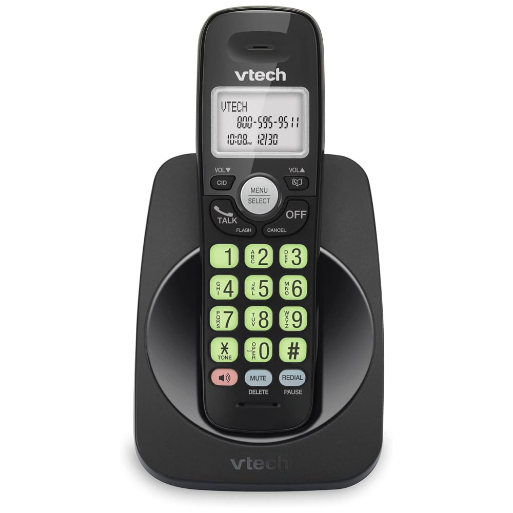 Telefone Sem Fio VTech VG13111 DECT 6.0 com Bluetooth, Display Azul e Branco, Botões Grandes, Viva-Voz Full Duplex e Identificador de Chamadas - Preto