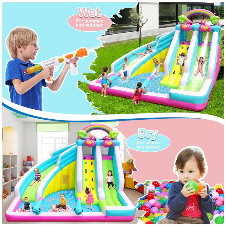 Parque-Aquatico-Inflavel-6-em-1-com-Tema-Flamingo-Toboga-Imagem-2