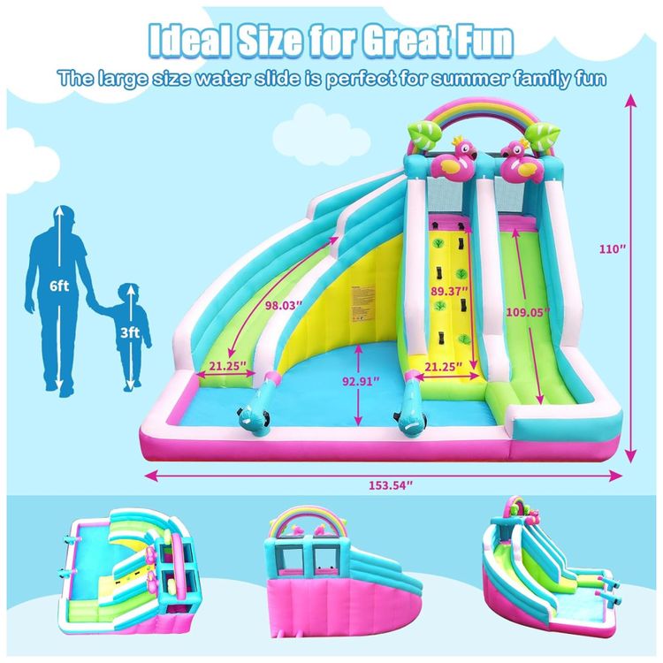 Parque-Aquatico-Inflavel-6-em-1-com-Tema-Flamingo-Toboga-Imagem-3