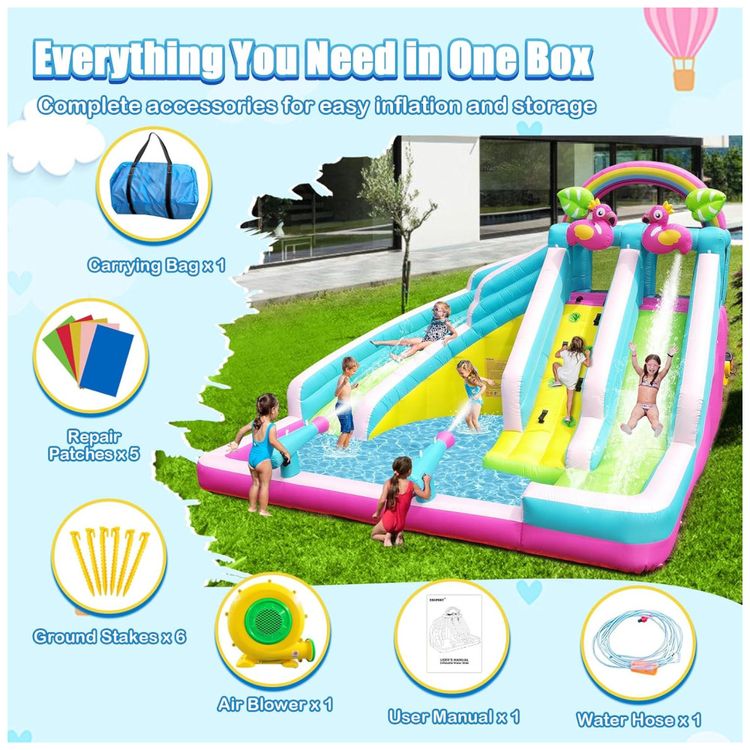Parque-Aquatico-Inflavel-6-em-1-com-Tema-Flamingo-Toboga-Imagem-5