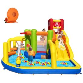 Casa-de-Pulso-Inflavel-com-Obstaculos-e-Toboga-Aquatico---Imagem-0