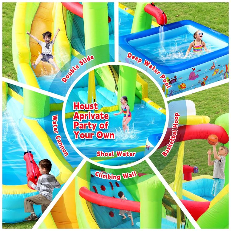 Parque-Aquatico-Inflavel-com-Duplo-Toboga-Castelo-Imagem-3