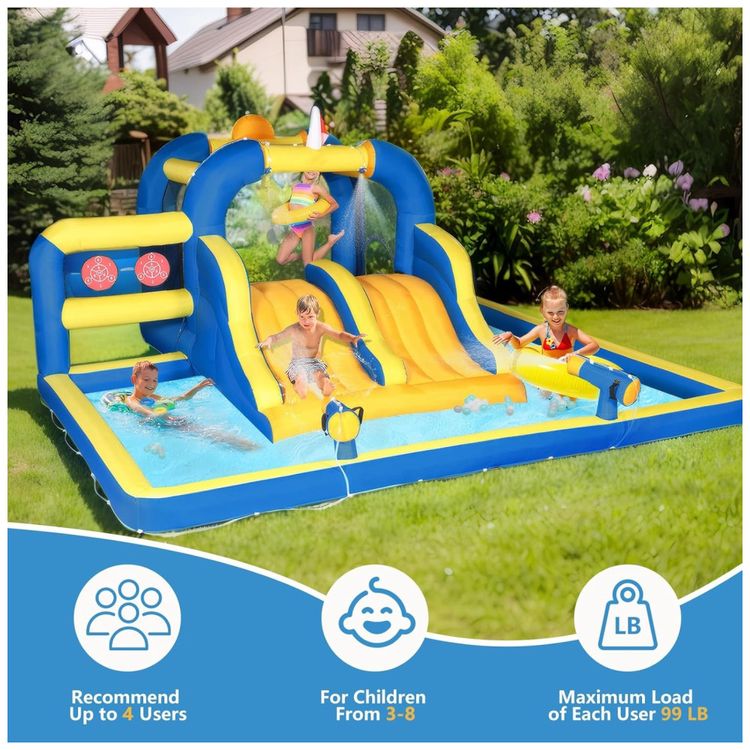 Parque-Aquatico-Inflavel-Ktaxon-com-Toboga-Duplo-Piscina-Imagem-1