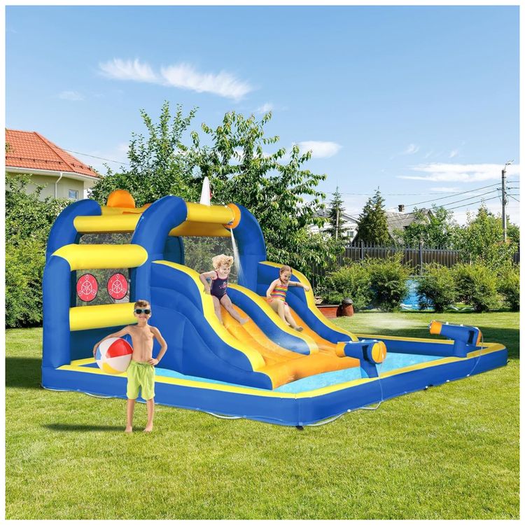 Parque-Aquatico-Inflavel-Ktaxon-com-Toboga-Duplo-Piscina-Imagem-6