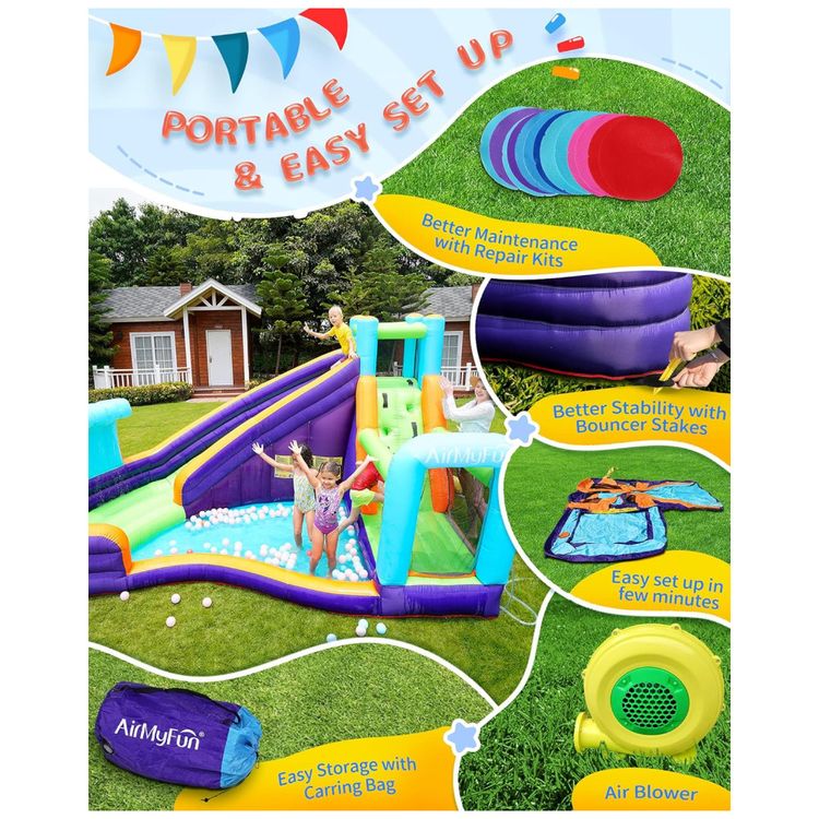 Toboga-Inflavel-AirMyFun-Piscina-de-Splash-com-Soprador-de-Imagem-3
