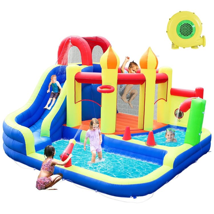 Toboga-Inflavel-para-Criancas-com-Pulverizador-Casa-de-Imagem-0