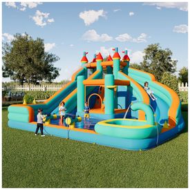 Parque-Aquatico-Inflavel-Albott-com-Toboga-Duplo-e-Piscina-Imagem-0